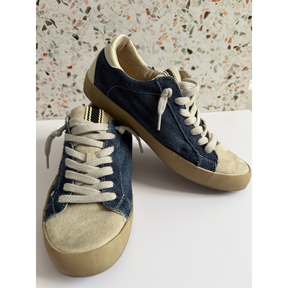 Shu Shop Pamila Dark Denim Star Low Top Sneakers Blue Silver 8W